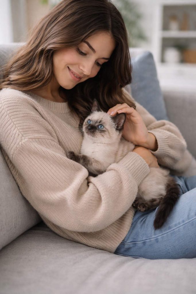Motivos instintivos: o filhote de gato segue o tutor por calor e segurança