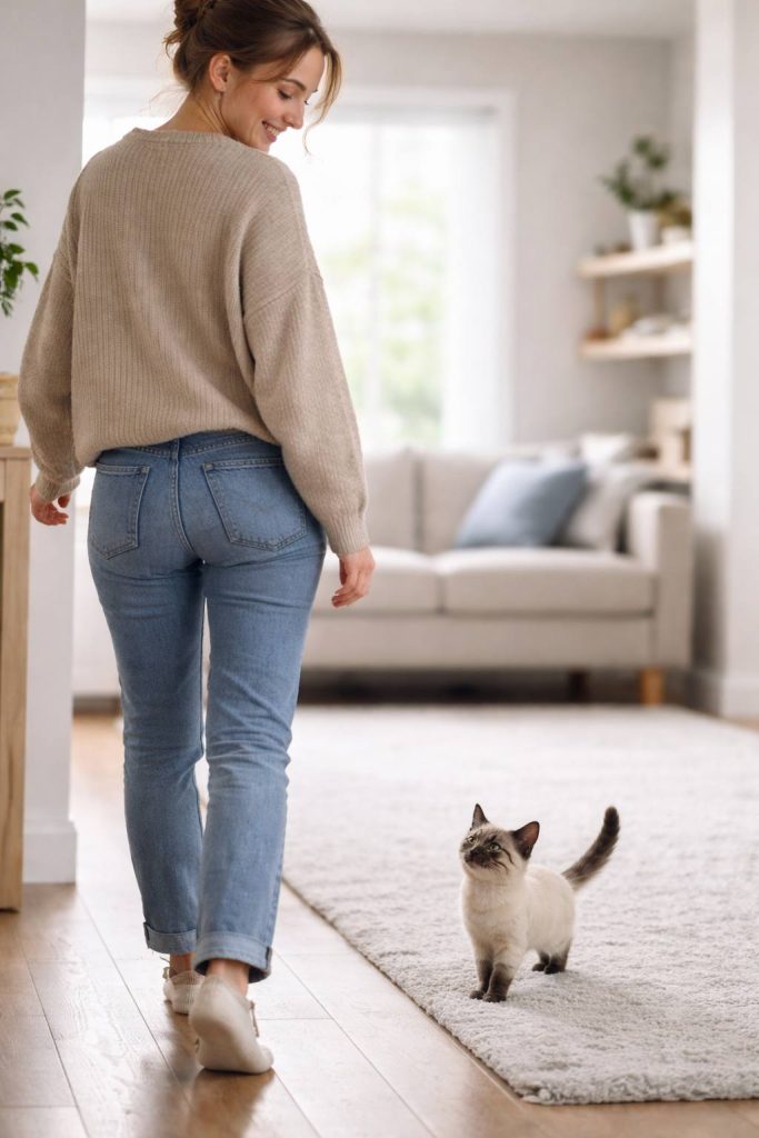 Como lidar quando o filhote de gato segue o tutor constantemente