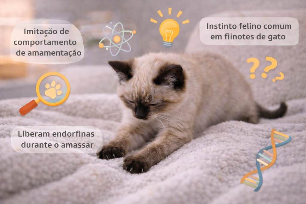 Fatos científicos e curiosidades sobre o instinto de filhote de gato e o amassar