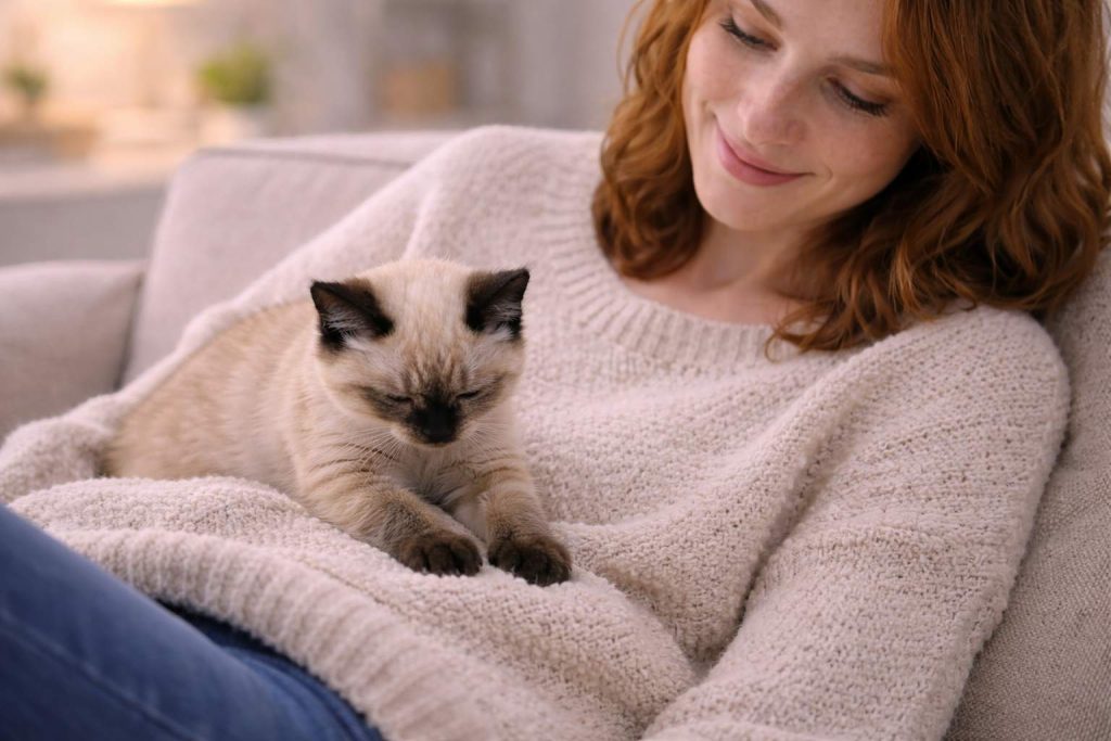 Seu filhote de gato amassando pão como sinal de afeto e vínculo social