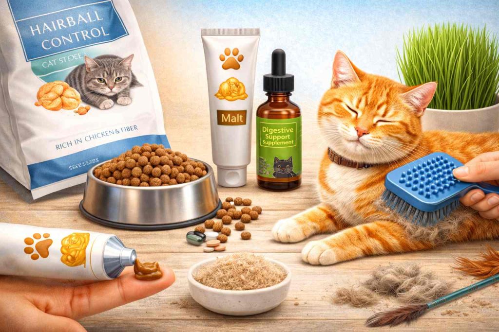 Produtos e tratamentos para bola de pelo em gatos