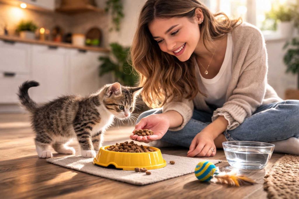 Transição para ração para filhote e ração úmida na alimentação felina