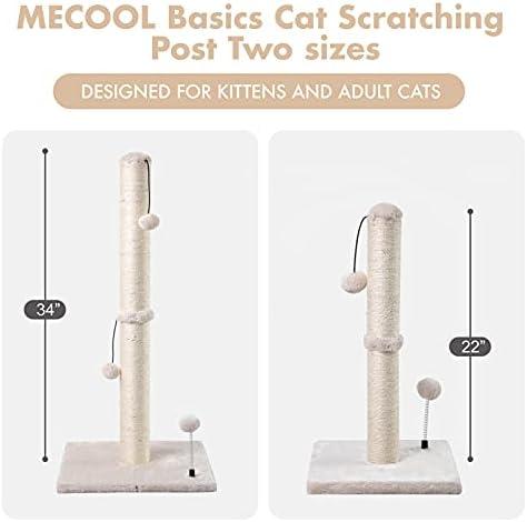         MECOOL Poste para arranhar gatos de 86 cm de altura, básico, arranhador, sisal, arranhador, árvores com bola para pendurar para gatos em ambientes internos, bege       