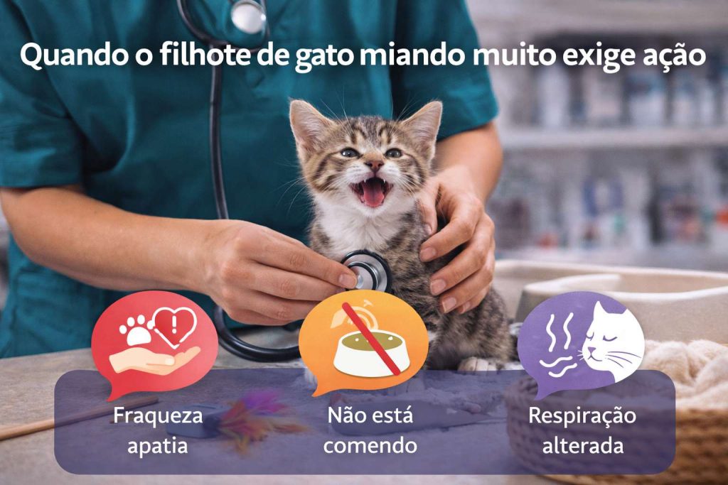 Quando o filhote de gato miando muito exige ação