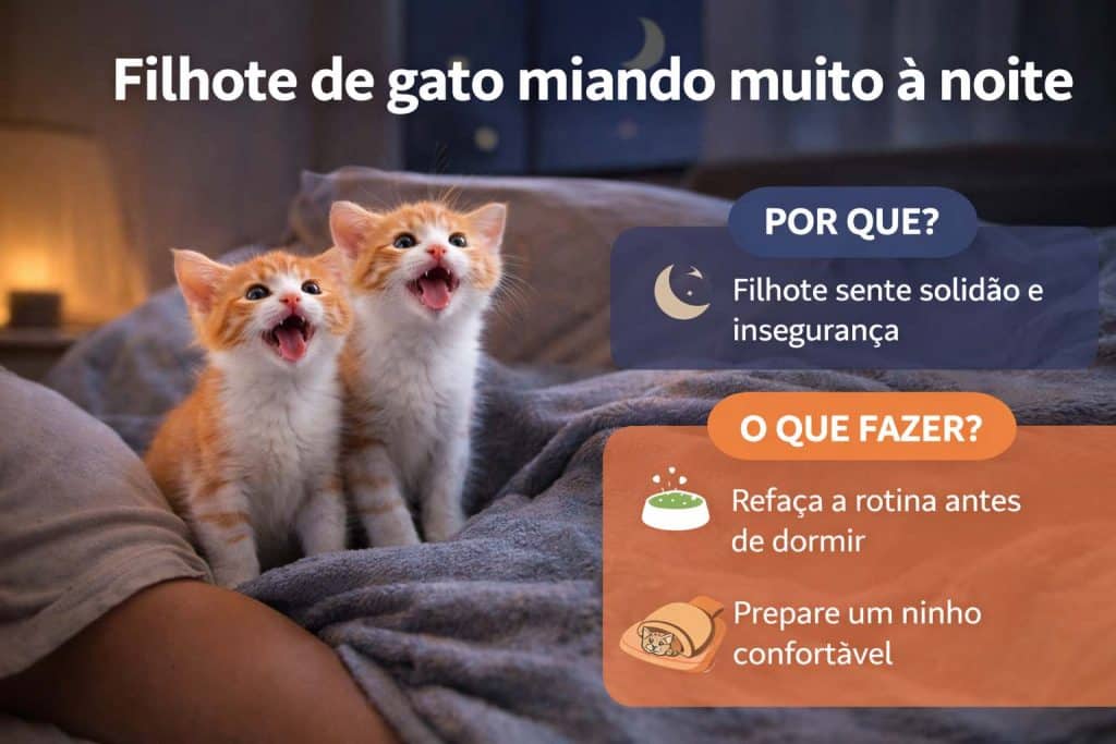 Filhote de gato miando muito à noite