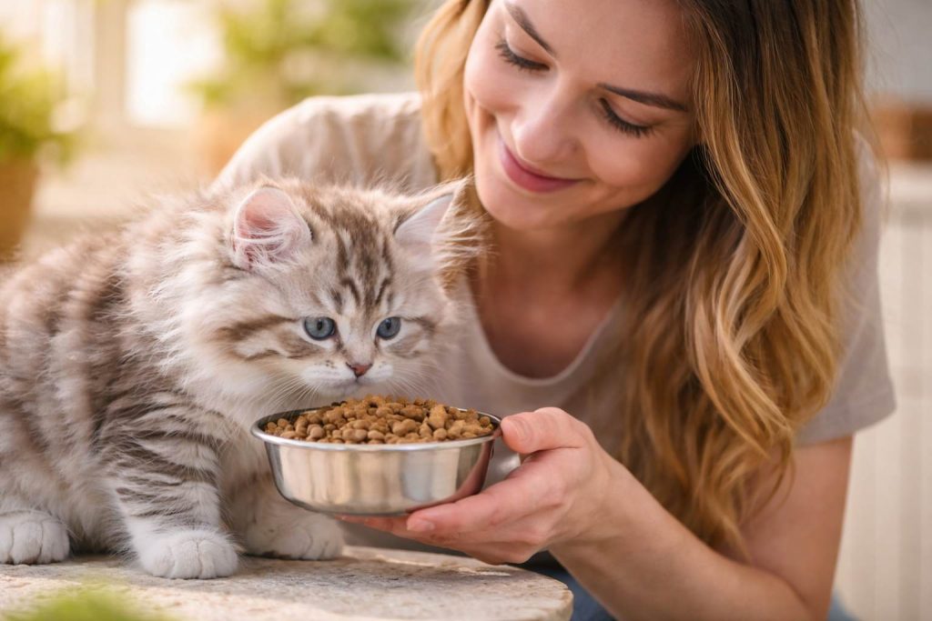 Alimentação do filhote de gato siberiano