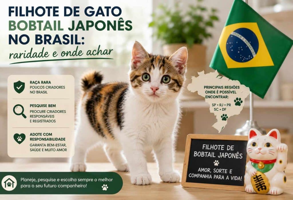 Filhote de gato bobtail japonês no Brasil: raridade e onde achar